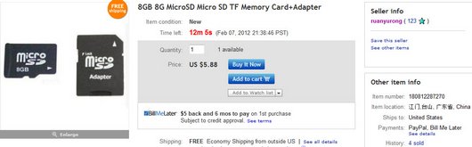 8GB 8G MicroSD Micro SD TF Memory Card+Adapter
