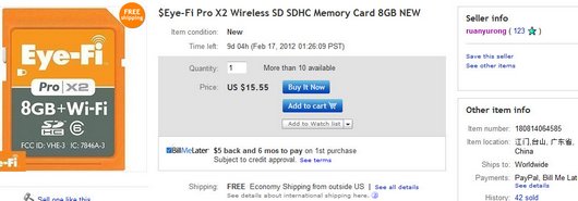 $Eye-Fi Pro X2 Wireless SD SDHC Memory Card 8GB NEW